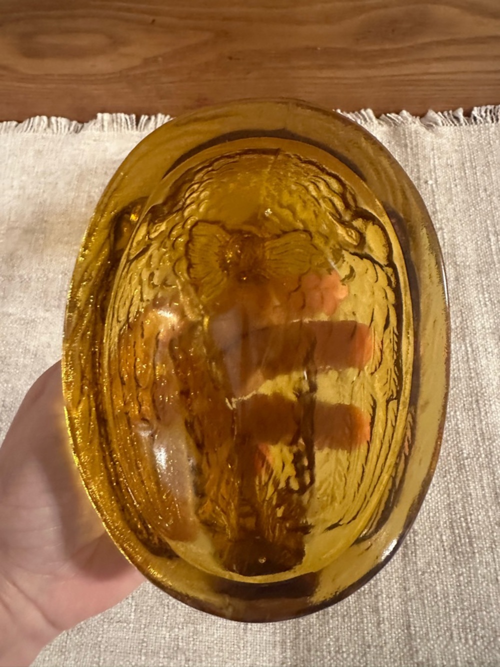Vintage L.E. Smith Amber Glass Hen-on-Nest - Picture 4 of 6